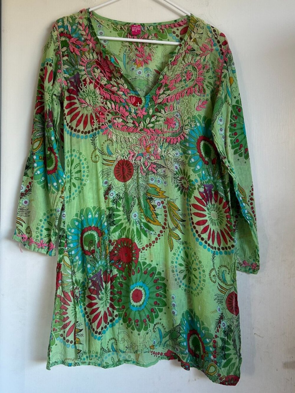 Raj - Vintage Green Embroidered Swim Coverup